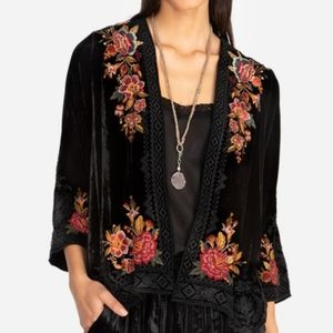 Johnny Was Embroidered Velvet Bolero Size L NWT
